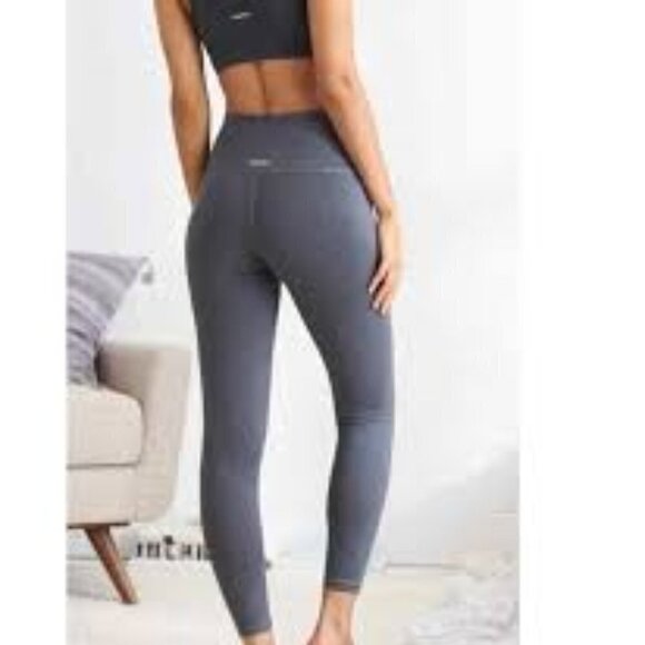 Aerie Chill Play Move Pink Tropical Palm Print Athletic Leggings Womens Medium - Picture 5 of 12